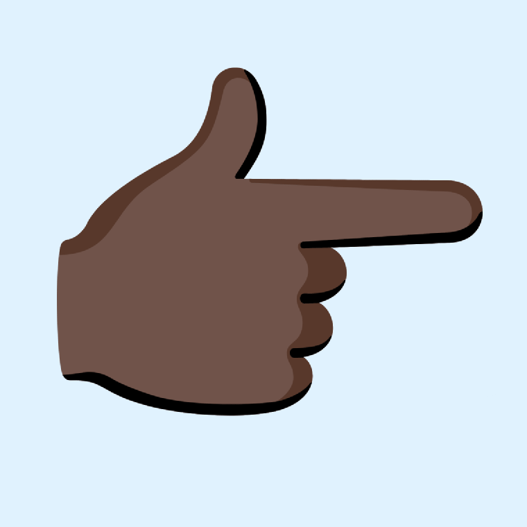 Emoji 👉🏿 Backhand index pointing right: dark skin tone: Meaning and Details