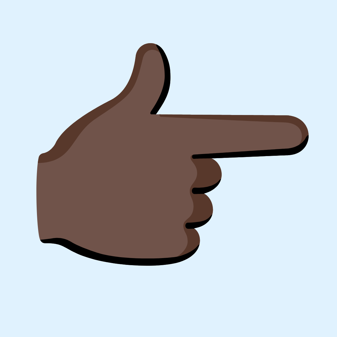 ππΏ Backhand index pointing right: dark skin tone