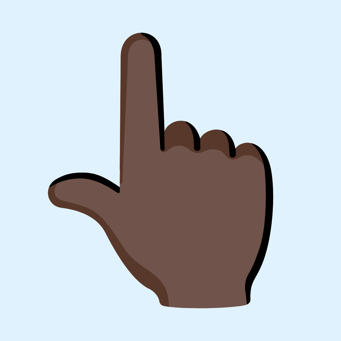 ππΏ Backhand index pointing up: dark skin tone