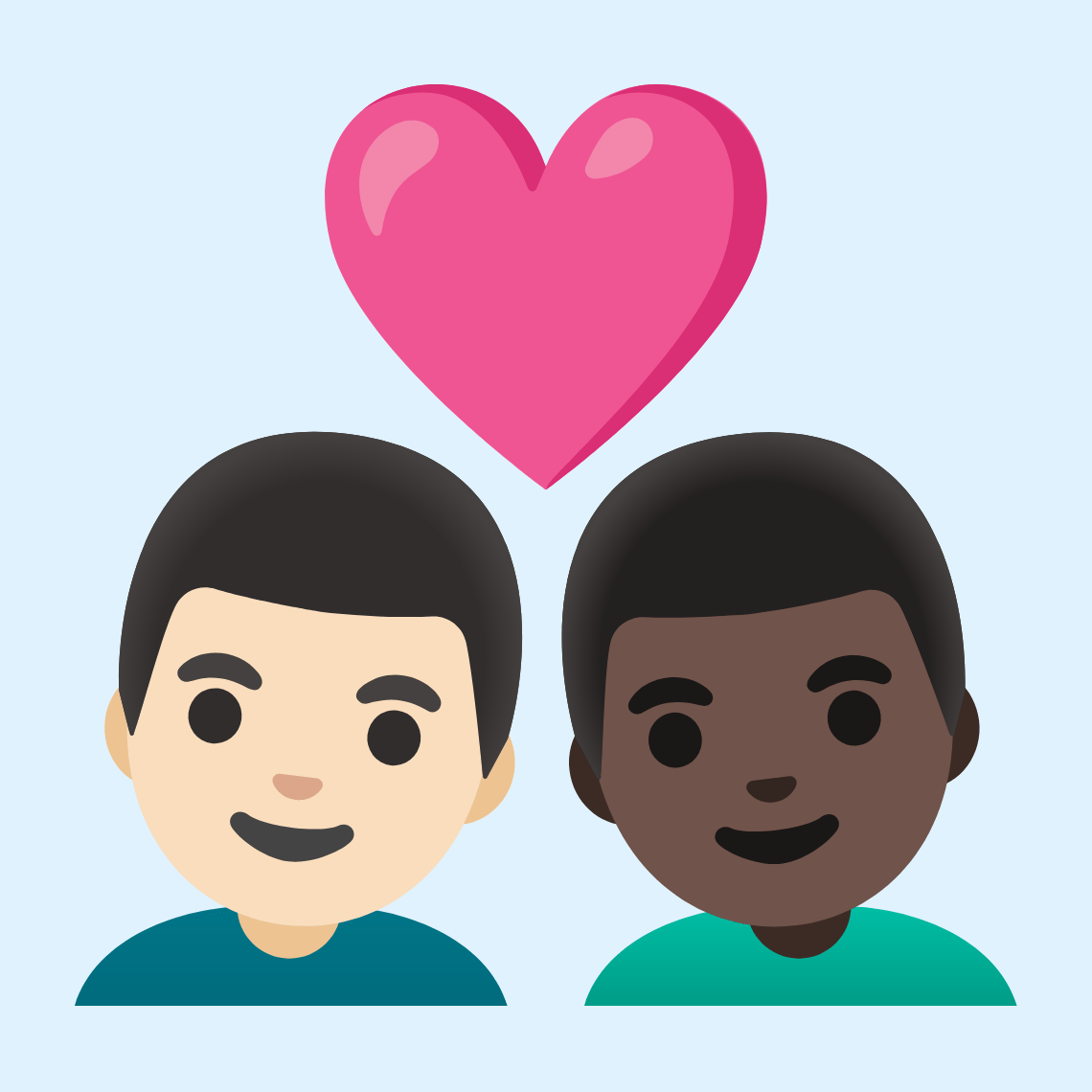 π¨π»ββ€οΈβπ¨πΏ Couple with heart: man, man, light skin tone, dark skin tone