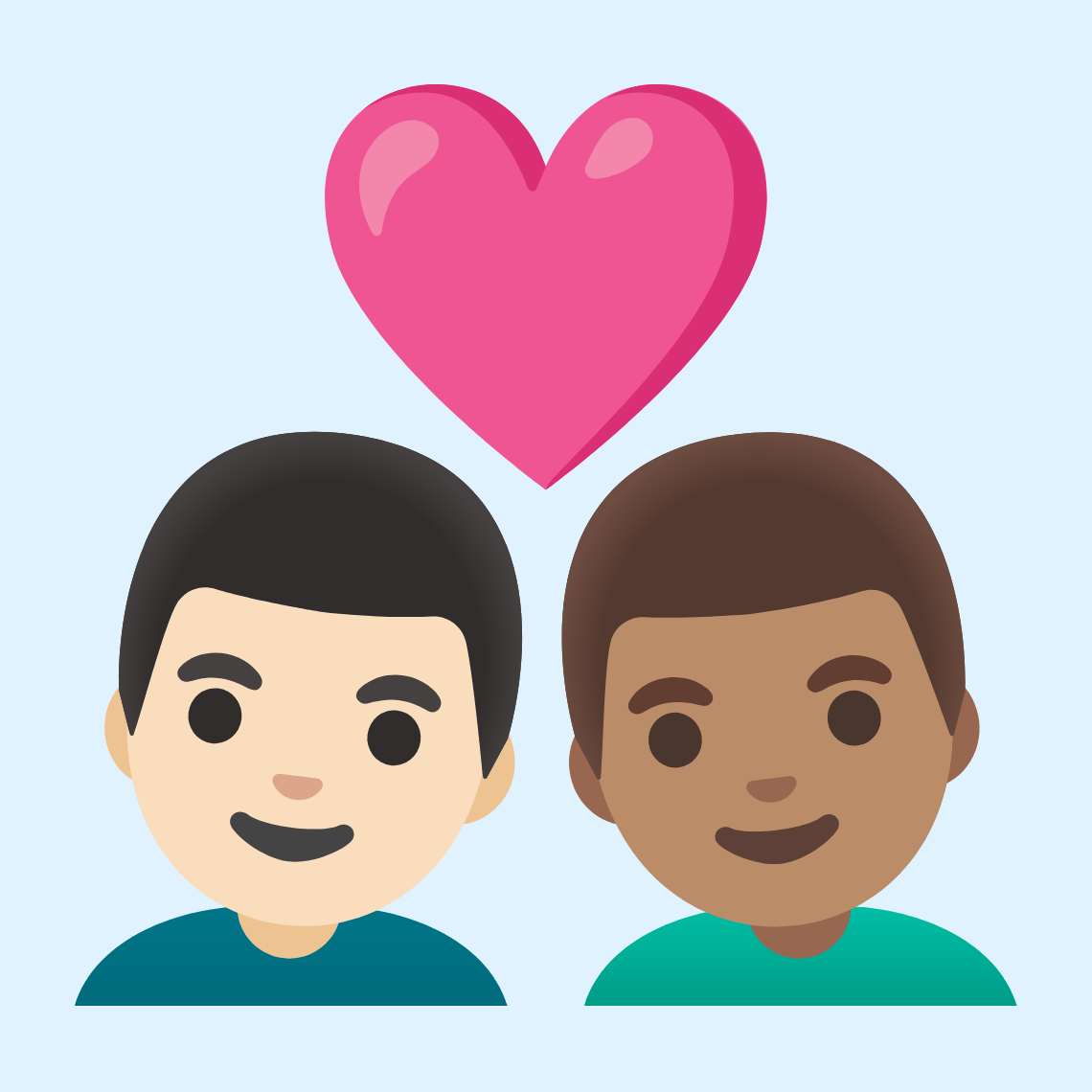 π¨π»ββ€οΈβπ¨π½ Couple with heart: man, man, light skin tone, medium skin tone