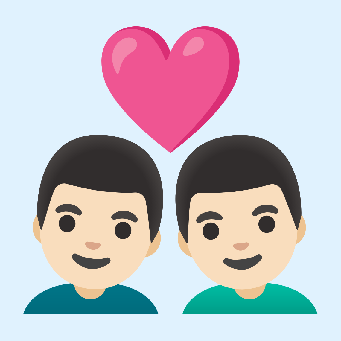 π¨π»ββ€οΈβπ¨π» Couple with heart: man, man, light skin tone