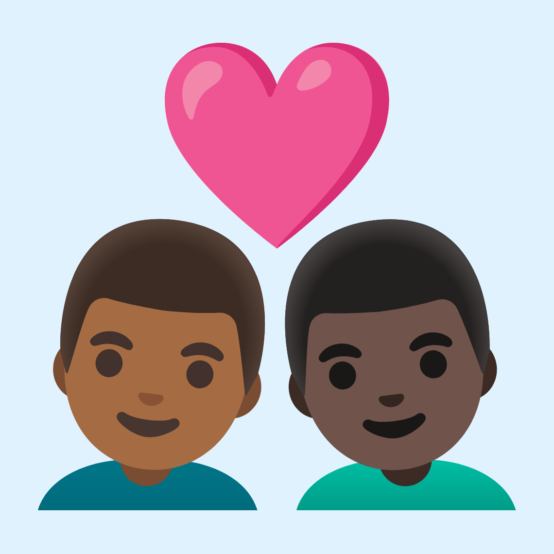 π¨πΎββ€οΈβπ¨πΏ Couple with heart: man, man, medium-dark skin tone, dark skin tone