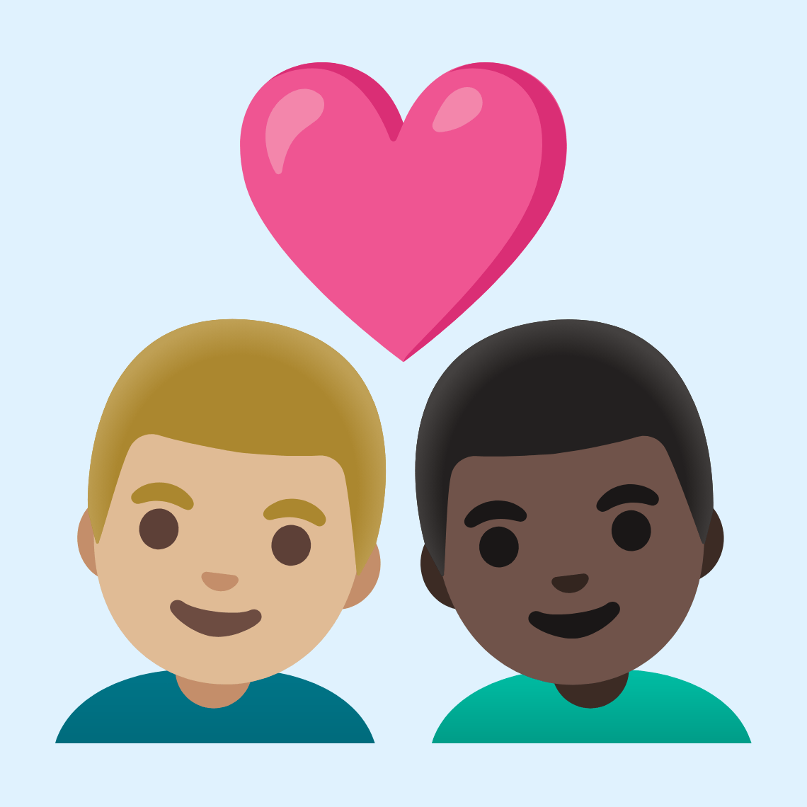 π¨πΌββ€οΈβπ¨πΏ Couple with heart: man, man, medium-light skin tone, dark skin tone