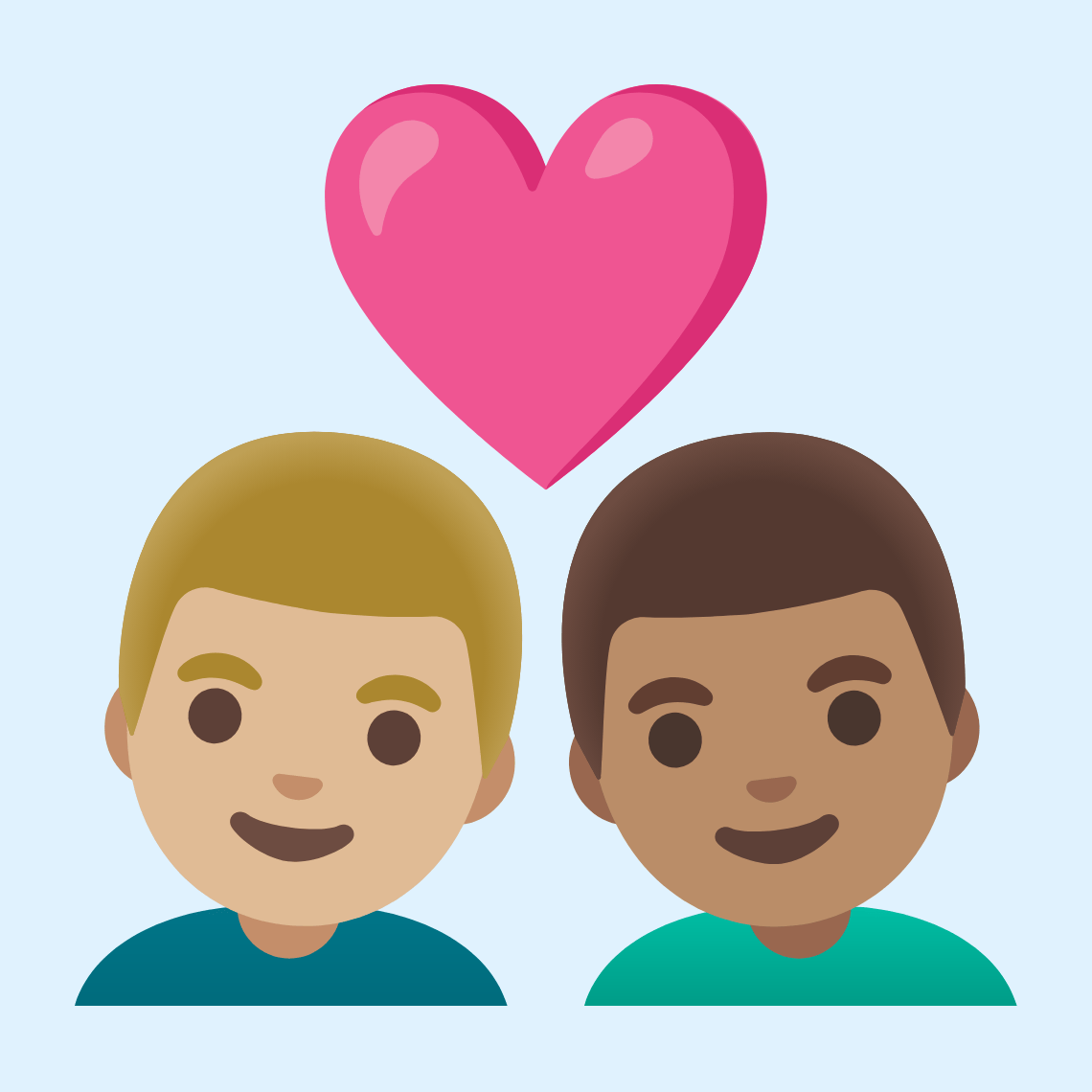 π¨πΌββ€οΈβπ¨π½ Couple with heart: man, man, medium-light skin tone, medium skin tone