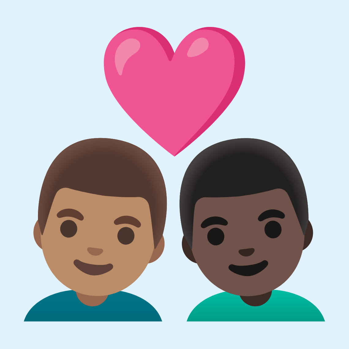 π¨π½ββ€οΈβπ¨πΏ Couple with heart: man, man, medium skin tone, dark skin tone