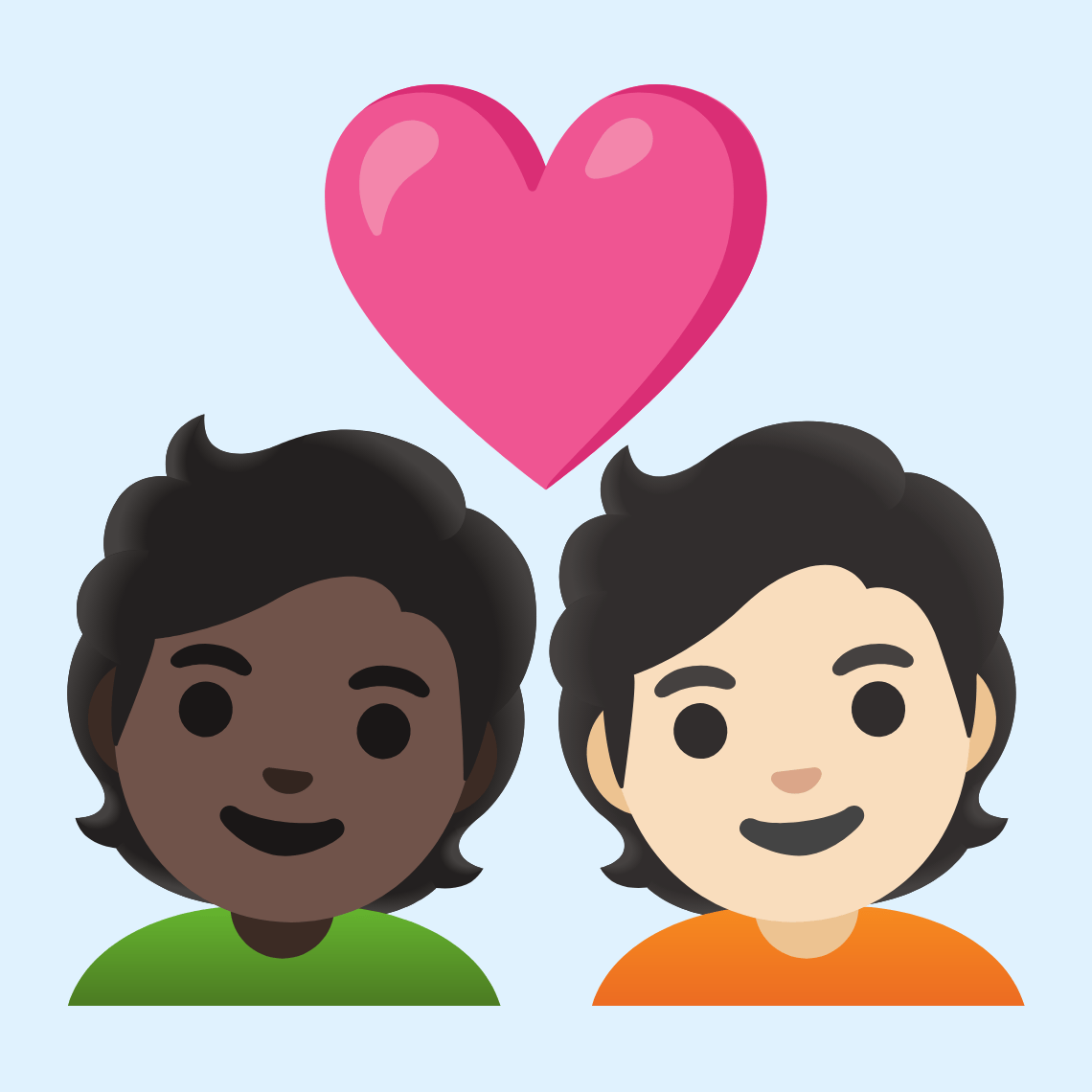 π§πΏββ€οΈβπ§π» Couple with heart: person, person, dark skin tone, light skin tone
