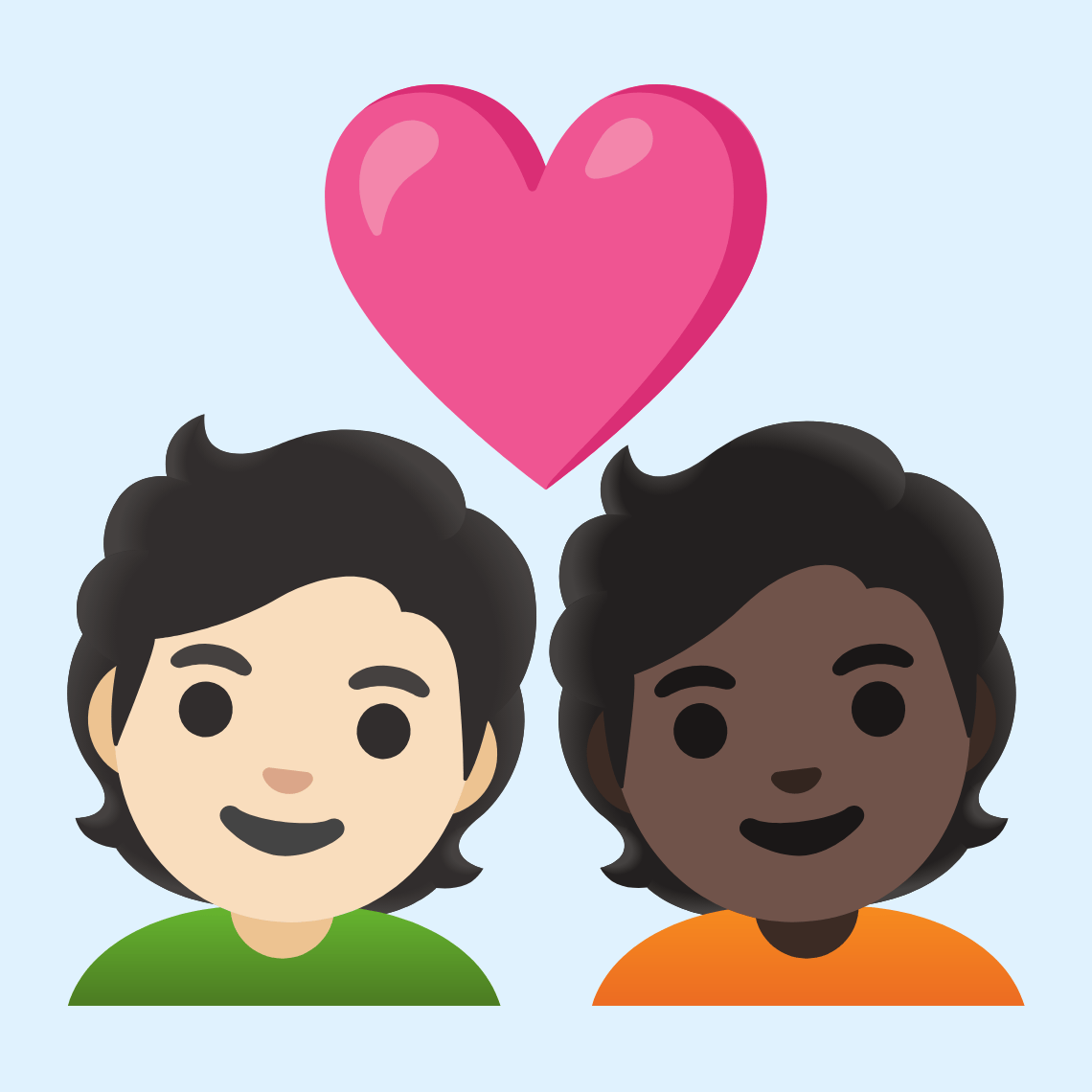 π§π»ββ€οΈβπ§πΏ Couple with heart: person, person, light skin tone, dark skin tone