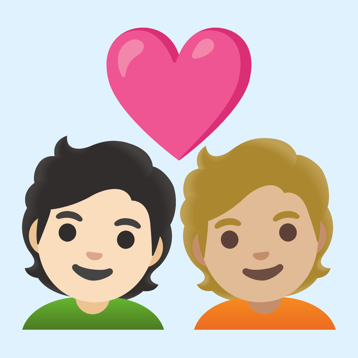 π§π»ββ€οΈβπ§πΌ Couple with heart: person, person, light skin tone, medium-light skin tone