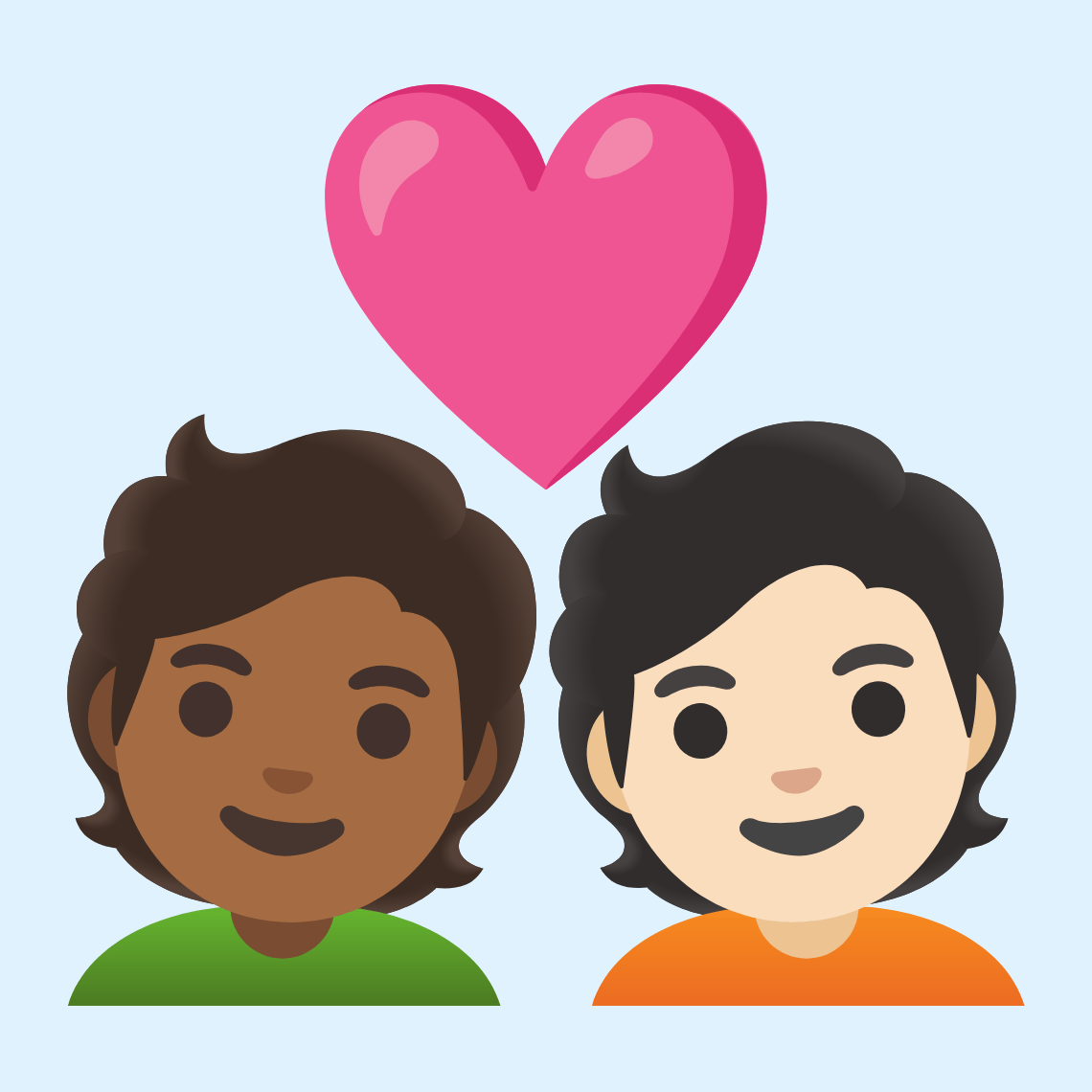 π§πΎββ€οΈβπ§π» Couple with heart: person, person, medium-dark skin tone, light skin tone