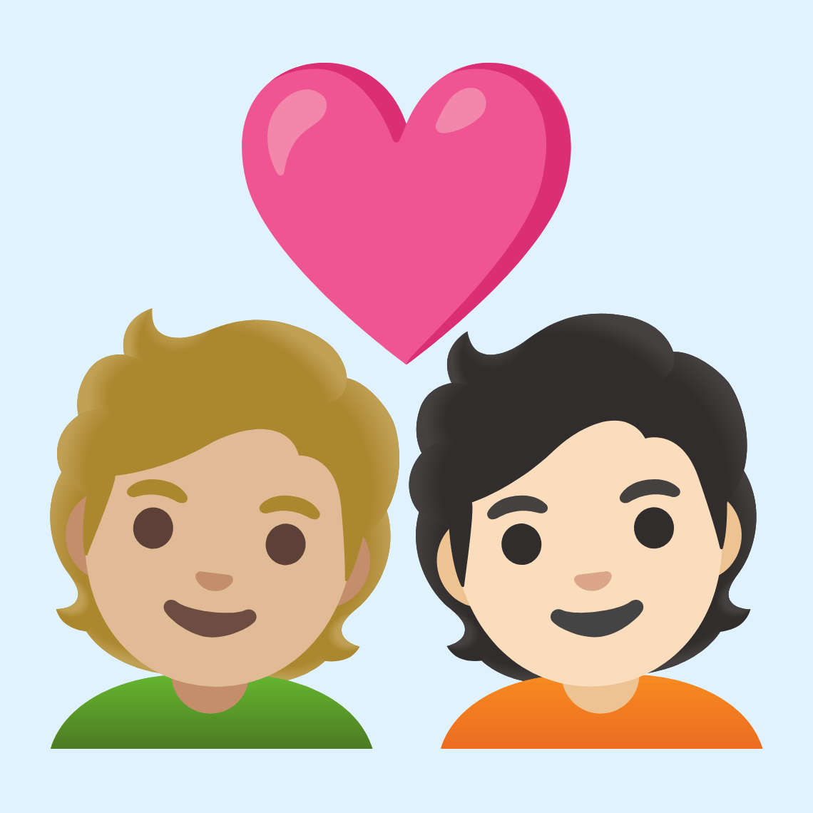 π§πΌββ€οΈβπ§π» Couple with heart: person, person, medium-light skin tone, light skin tone