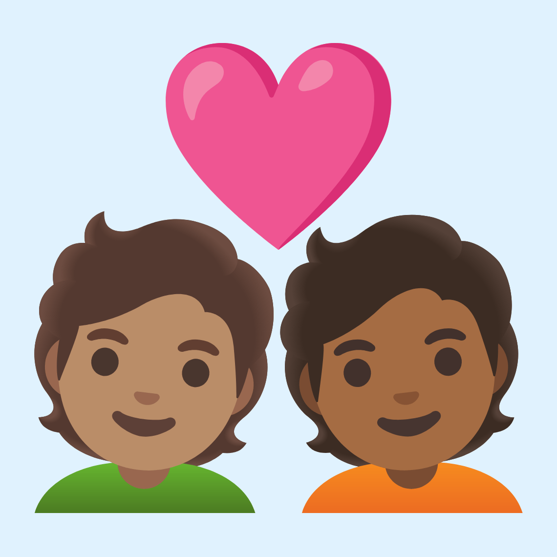 π§π½ββ€οΈβπ§πΎ Couple with heart: person, person, medium skin tone, medium-dark skin tone