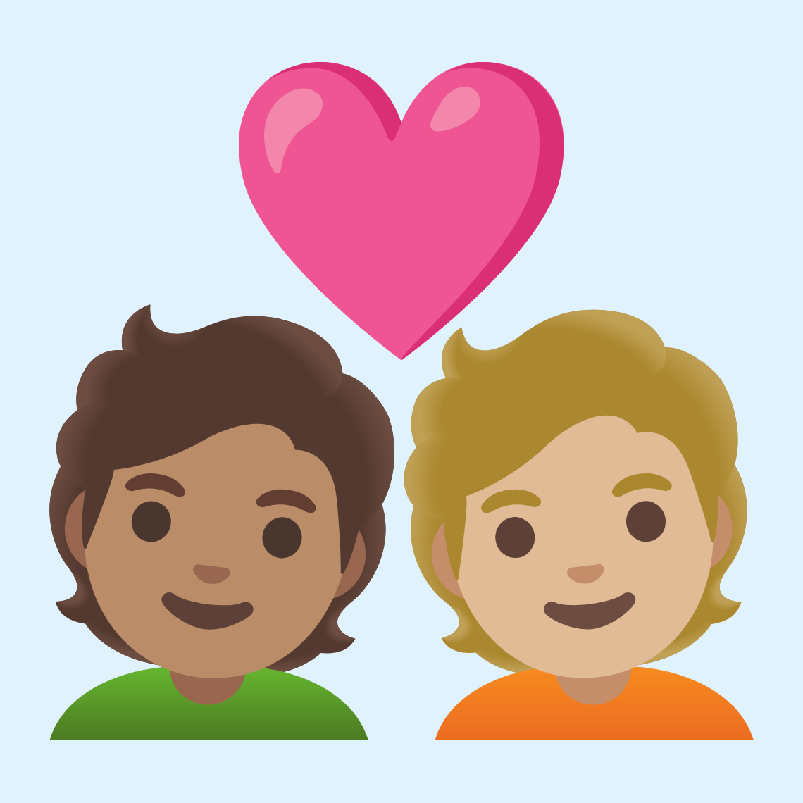 π§π½ββ€οΈβπ§πΌ Couple with heart: person, person, medium skin tone, medium-light skin tone