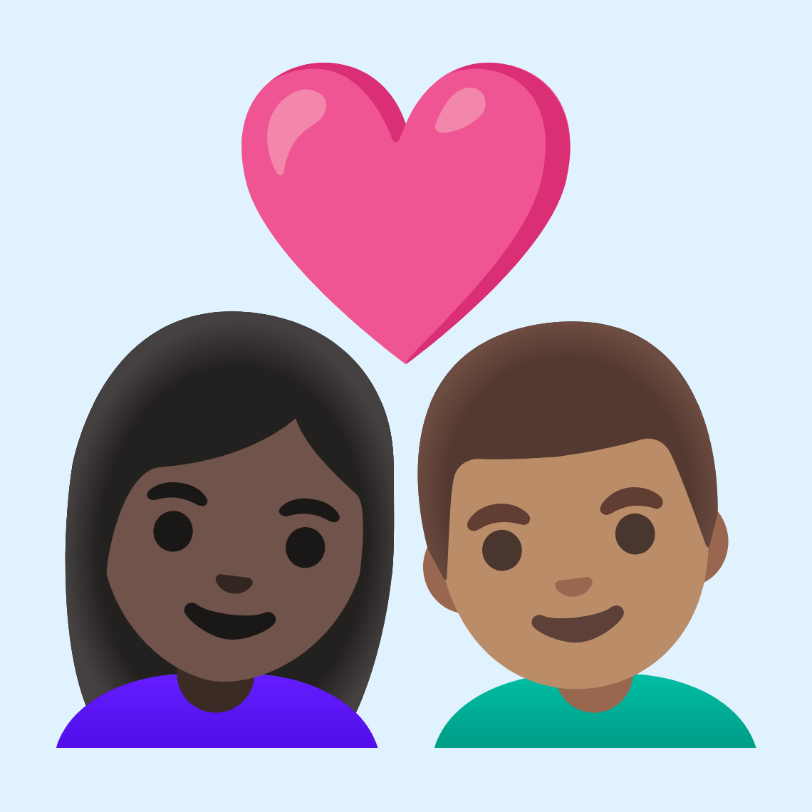 π©πΏββ€οΈβπ¨π½ Couple with heart: woman, man, dark skin tone, medium skin tone