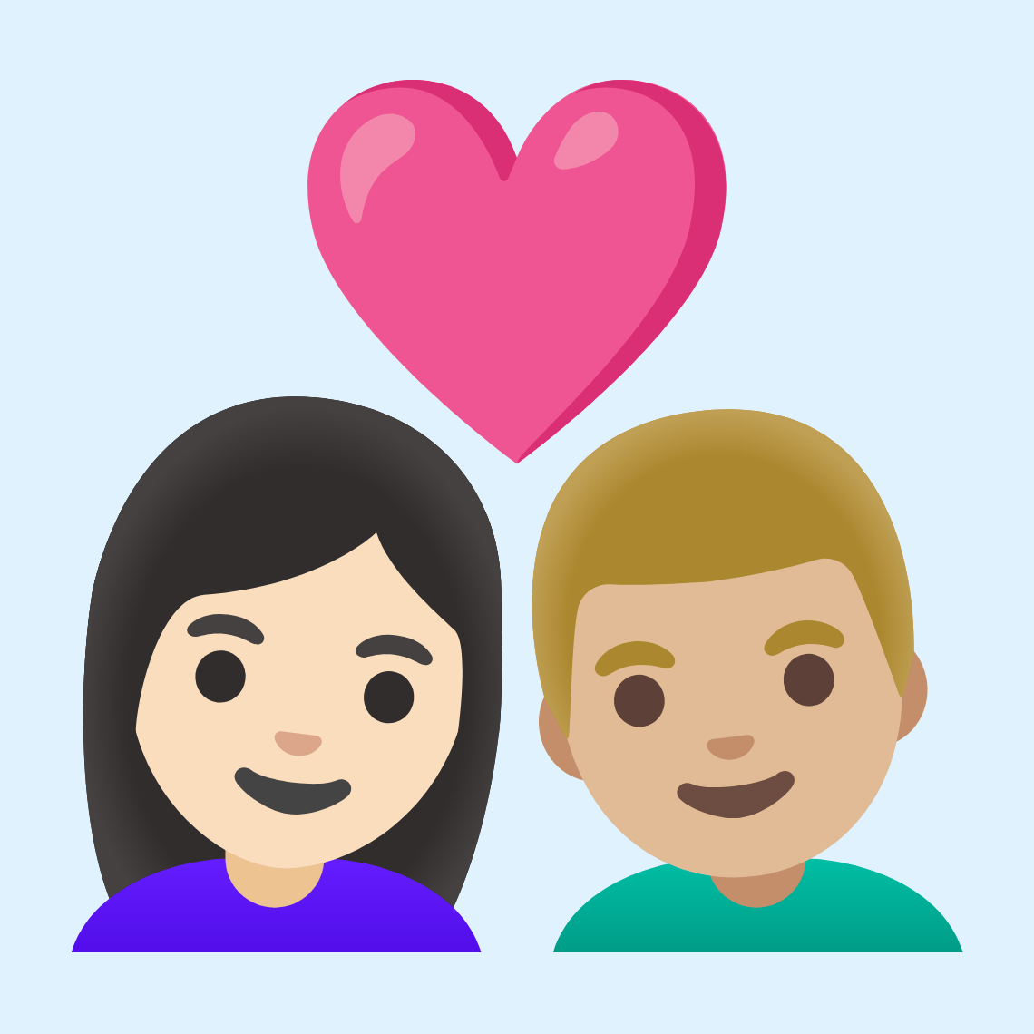 π©π»ββ€οΈβπ¨πΌ Couple with heart: woman, man, light skin tone, medium-light skin tone