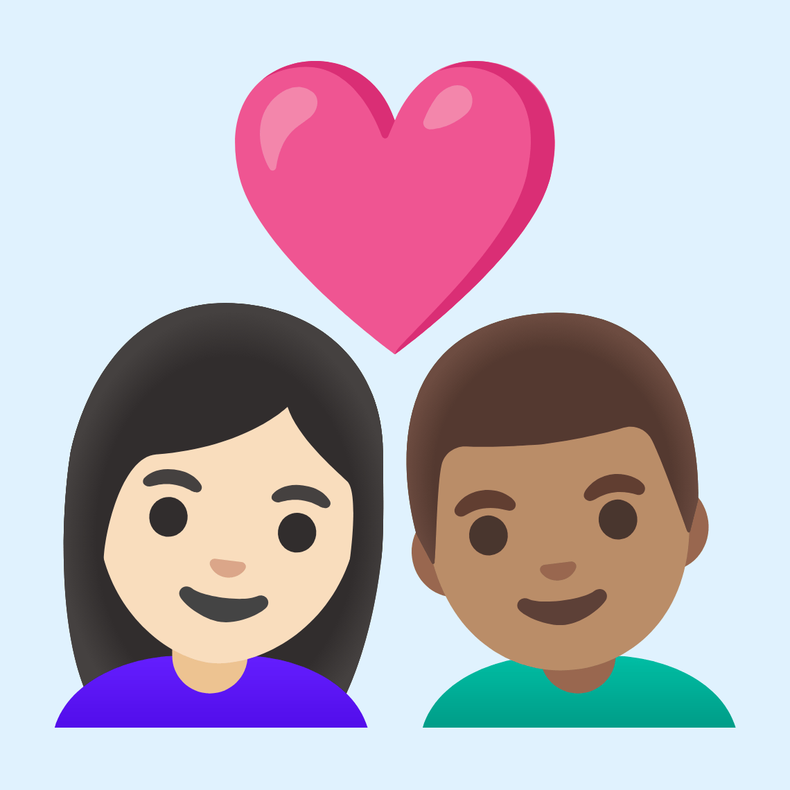 π©π»ββ€οΈβπ¨π½ Couple with heart: woman, man, light skin tone, medium skin tone