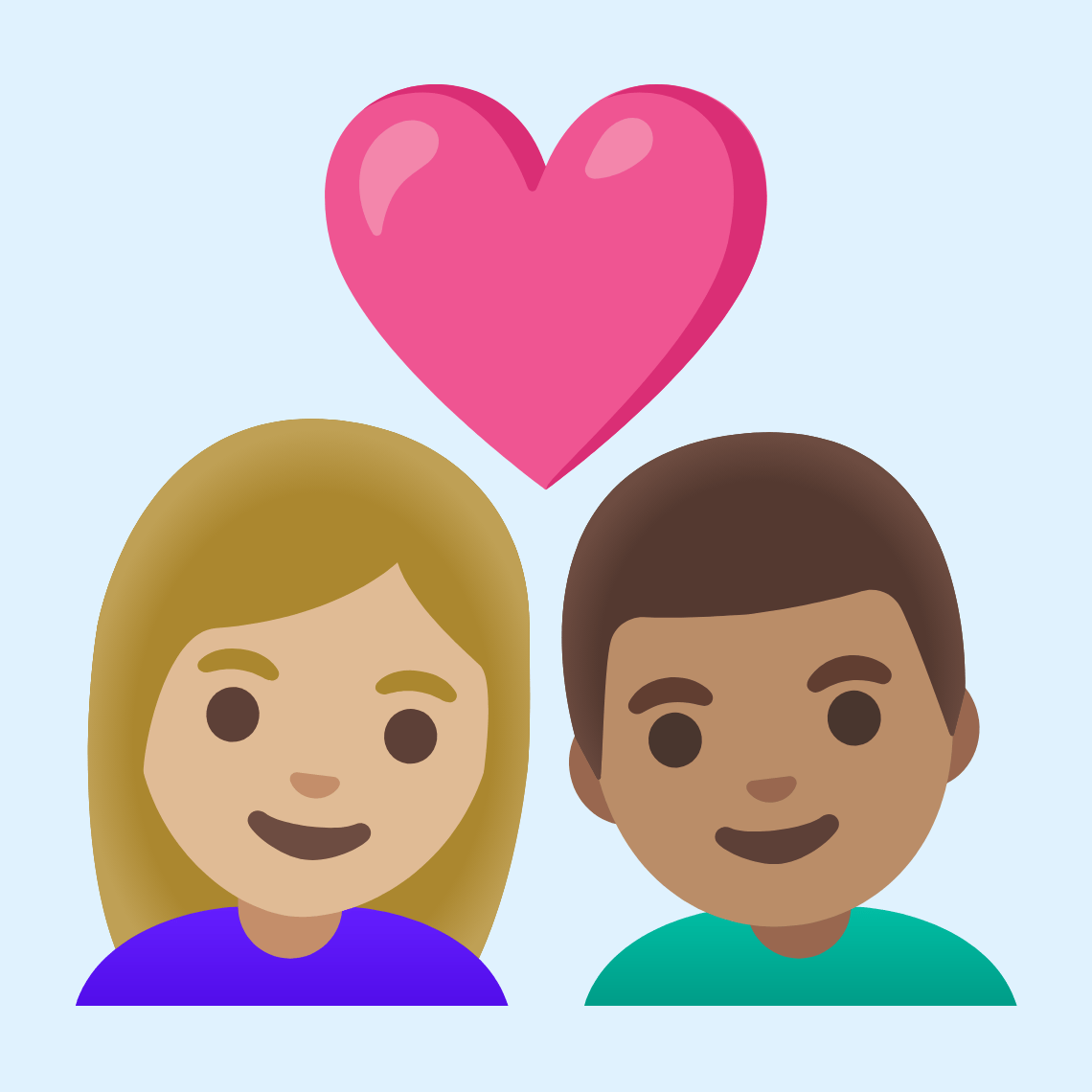 π©πΌββ€οΈβπ¨π½ Couple with heart: woman, man, medium-light skin tone, medium skin tone