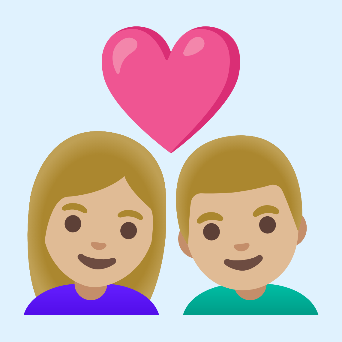 π©πΌββ€οΈβπ¨πΌ Couple with heart: woman, man, medium-light skin tone