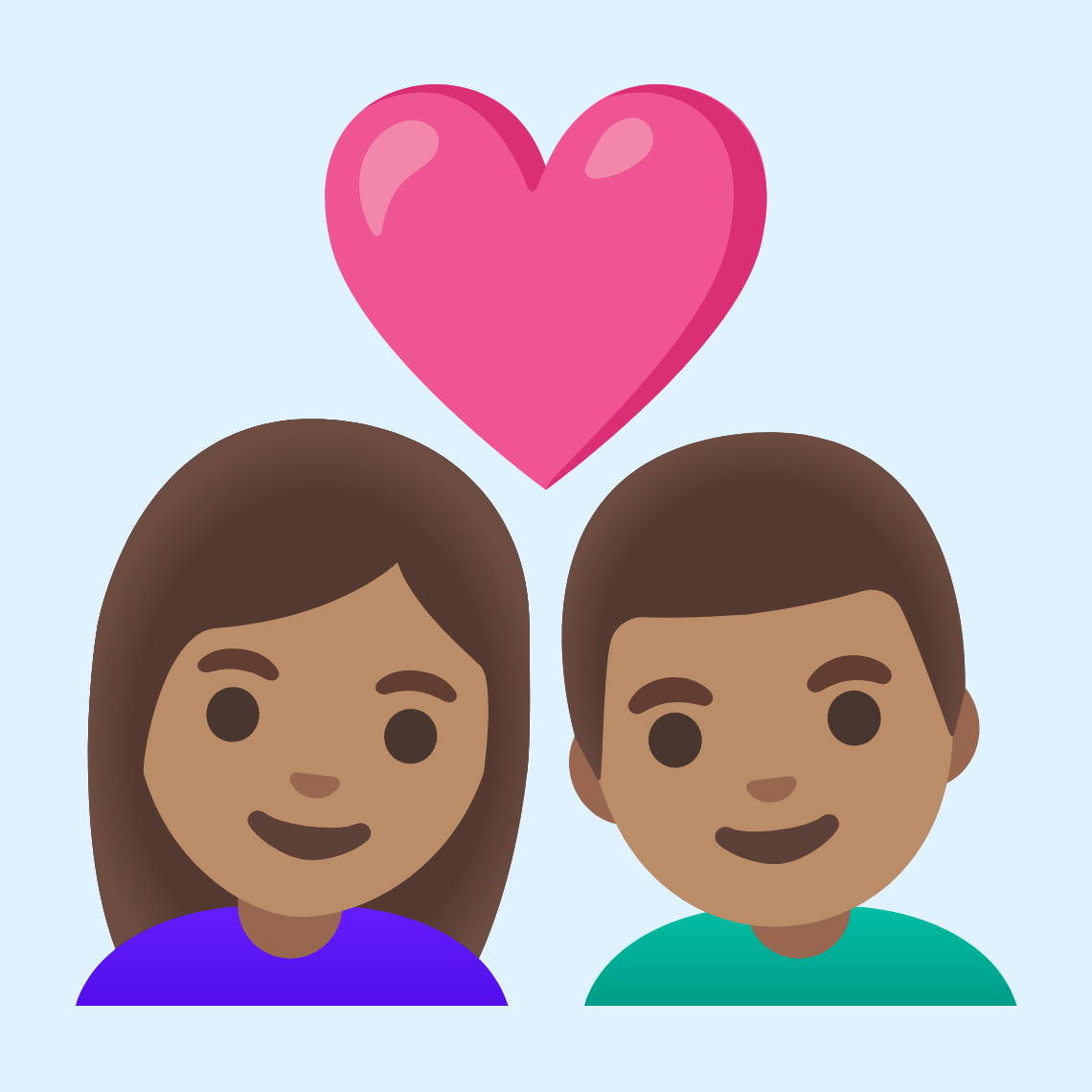 π©π½ββ€οΈβπ¨π½ Couple with heart: woman, man, medium skin tone