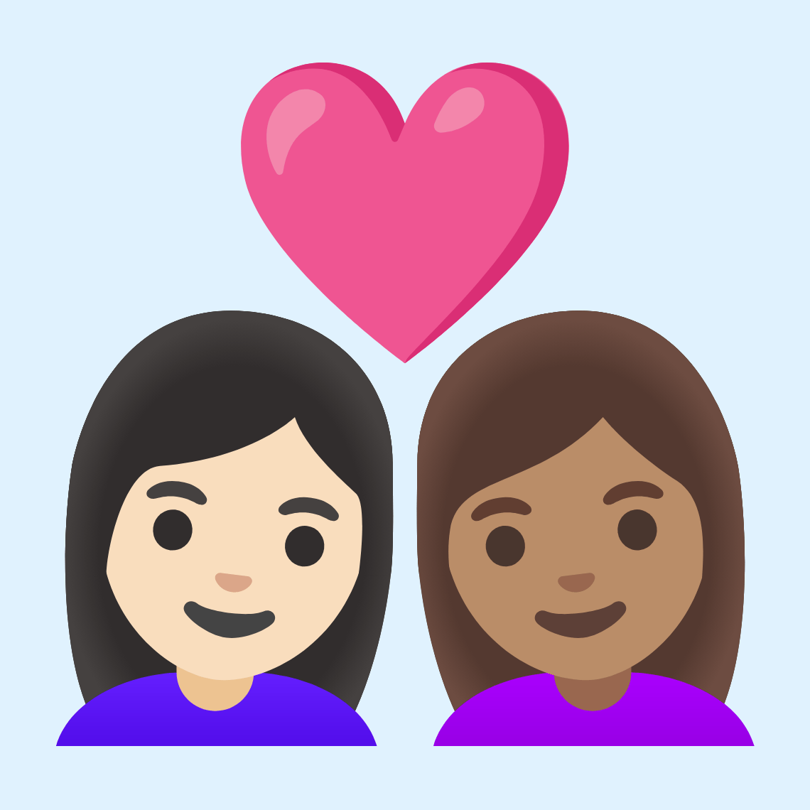 π©π»ββ€οΈβπ©π½ Couple with heart: woman, woman, light skin tone, medium skin tone