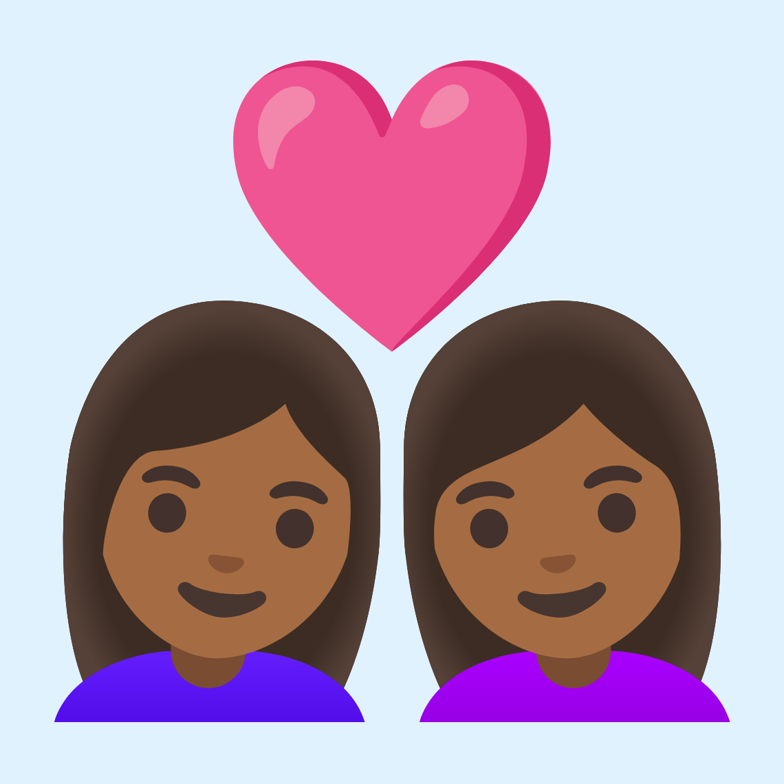 π©πΎββ€οΈβπ©πΎ Couple with heart: woman, woman, medium-dark skin tone