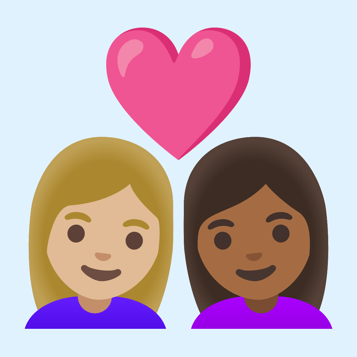 π©πΌββ€οΈβπ©πΎ Couple with heart: woman, woman, medium-light skin tone, medium-dark skin tone