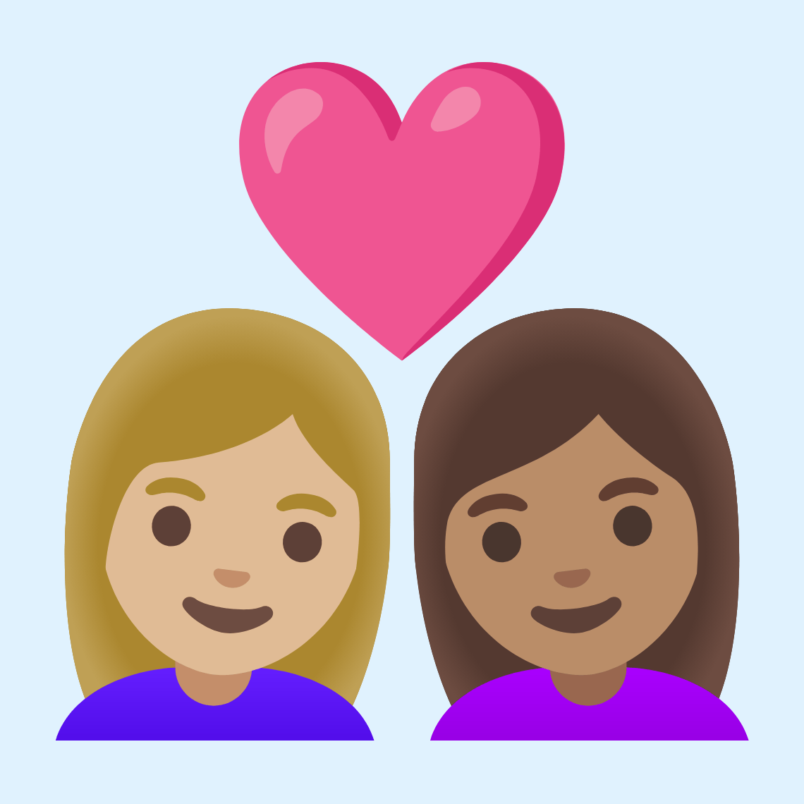 π©πΌββ€οΈβπ©π½ Couple with heart: woman, woman, medium-light skin tone, medium skin tone