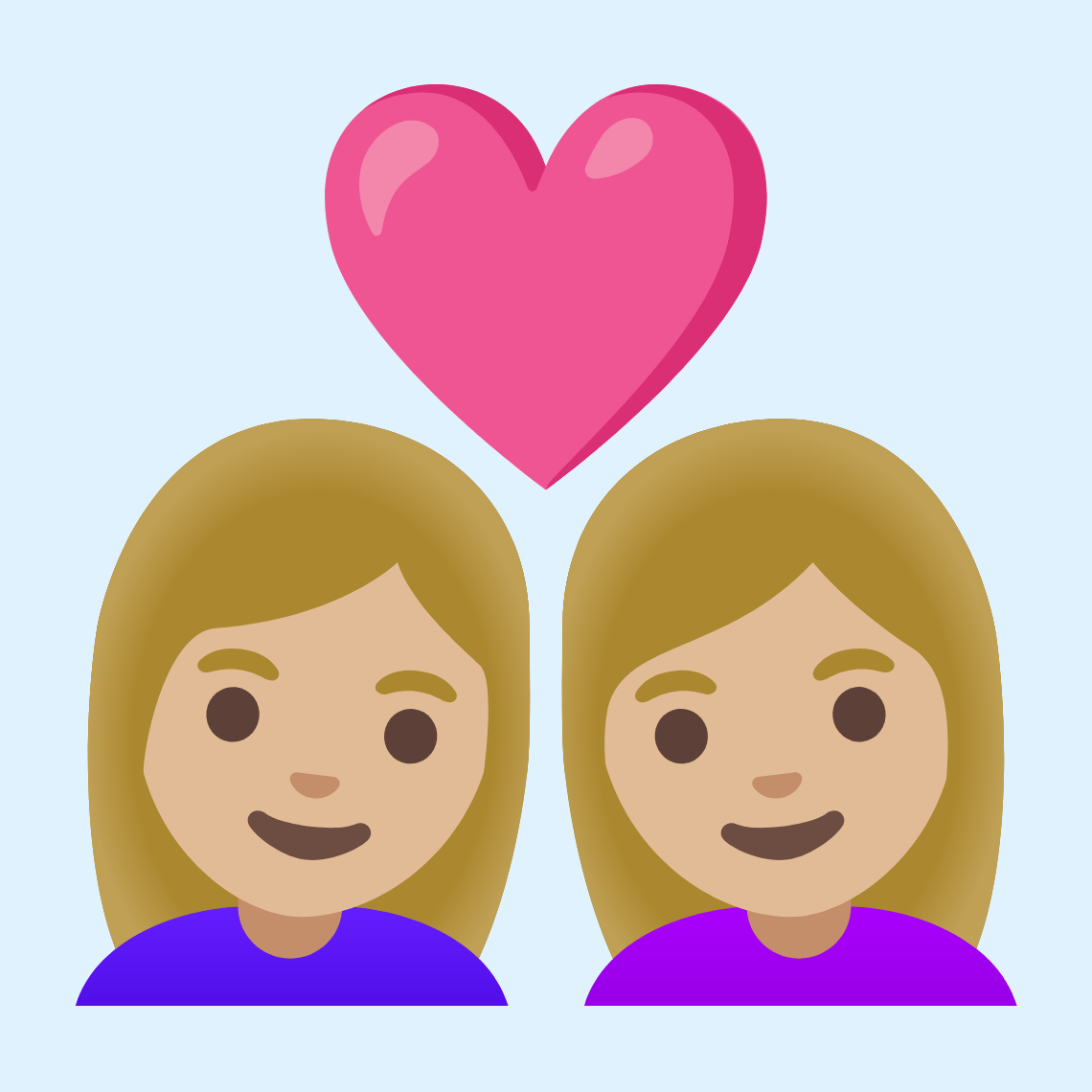 π©πΌββ€οΈβπ©πΌ Couple with heart: woman, woman, medium-light skin tone