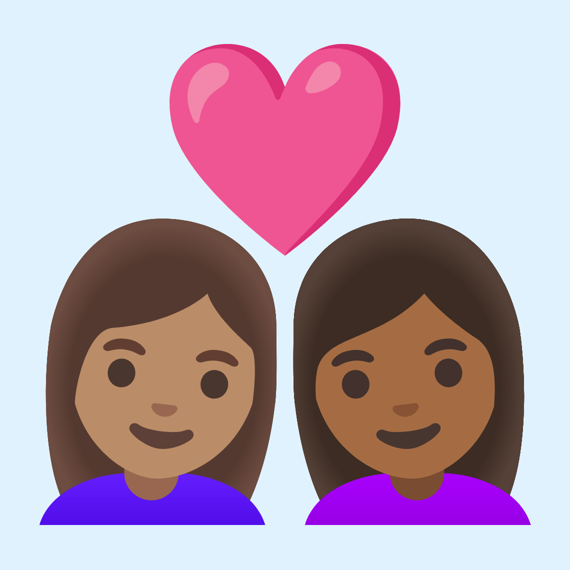 π©π½ββ€οΈβπ©πΎ Couple with heart: woman, woman, medium skin tone, medium-dark skin tone