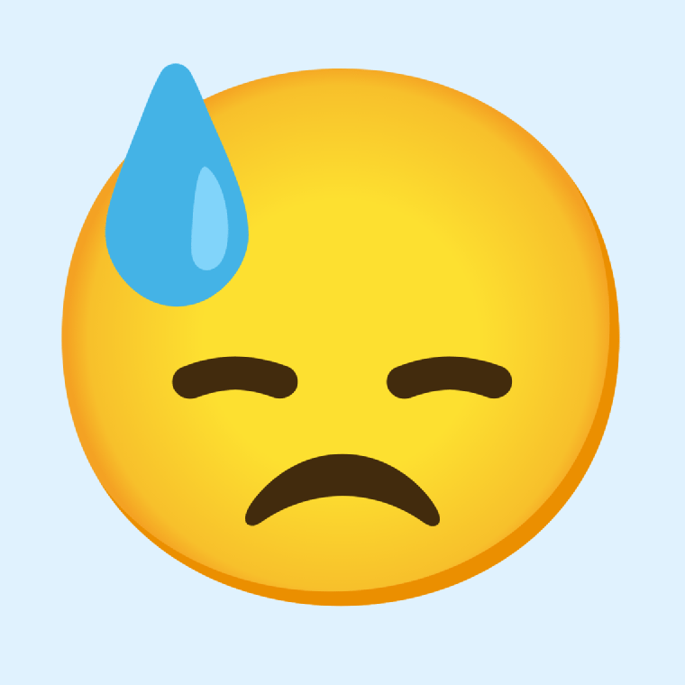 Smiley ๐ Downcast face with sweat: Meaning and Details