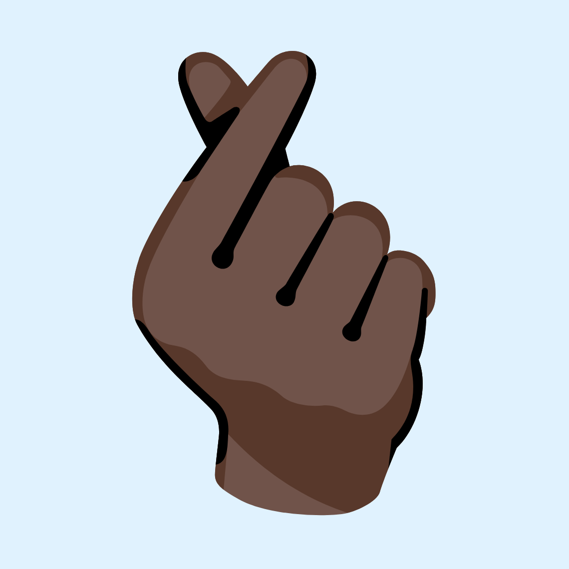 π«°πΏ Hand with index finger and thumb crossed: dark skin tone