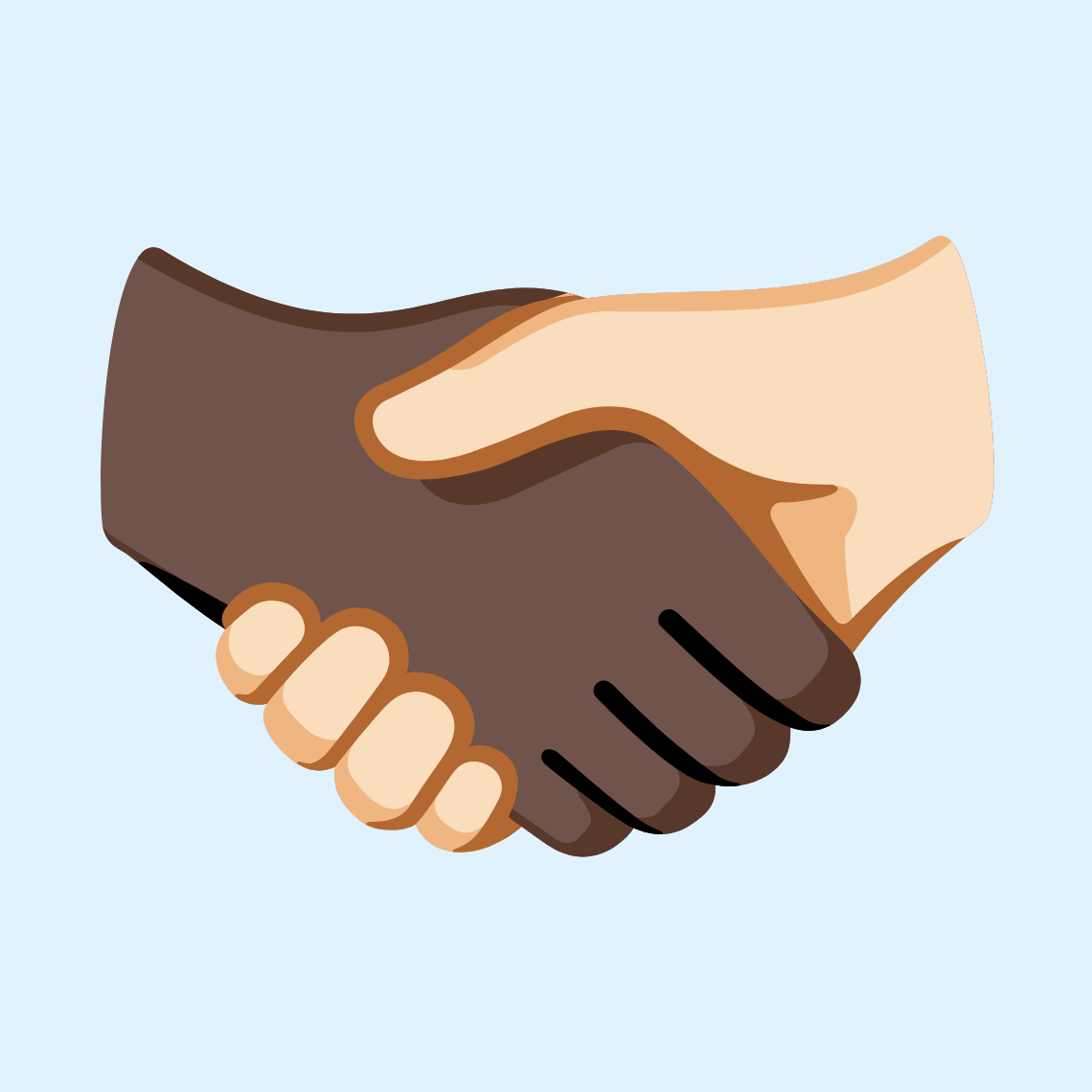 🫱🏿‍🫲🏻 Handshake: dark skin tone, light skin tone