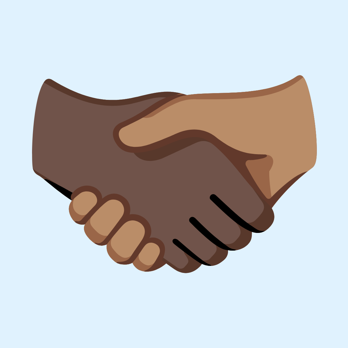 🫱🏿‍🫲🏽 Handshake: dark skin tone, medium skin tone