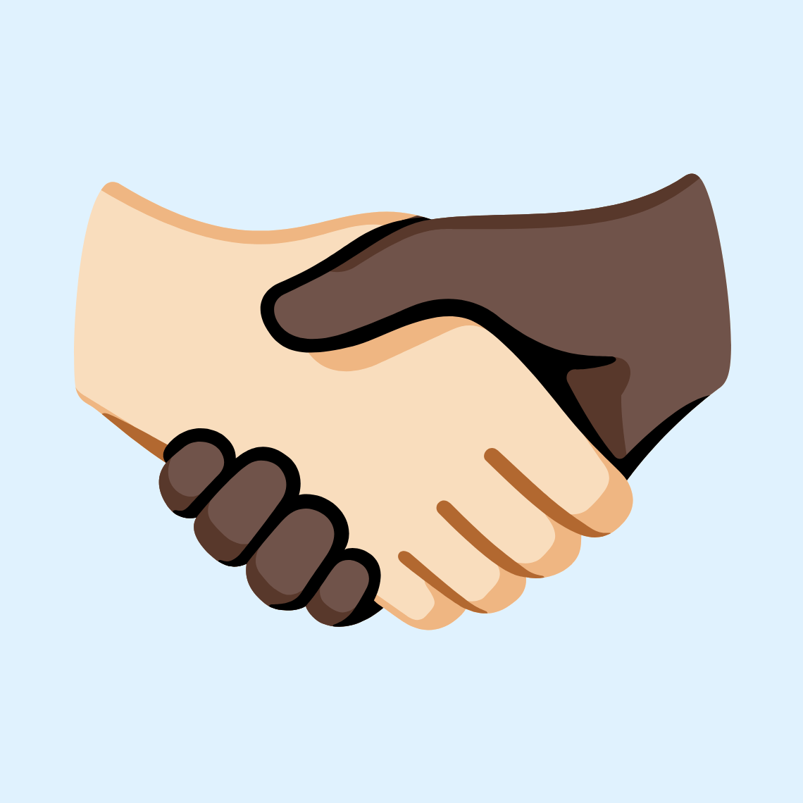 🫱🏻‍🫲🏿 Handshake: light skin tone, dark skin tone