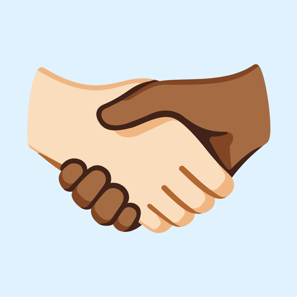🫱🏻‍🫲🏾 Handshake: light skin tone, medium-dark skin tone