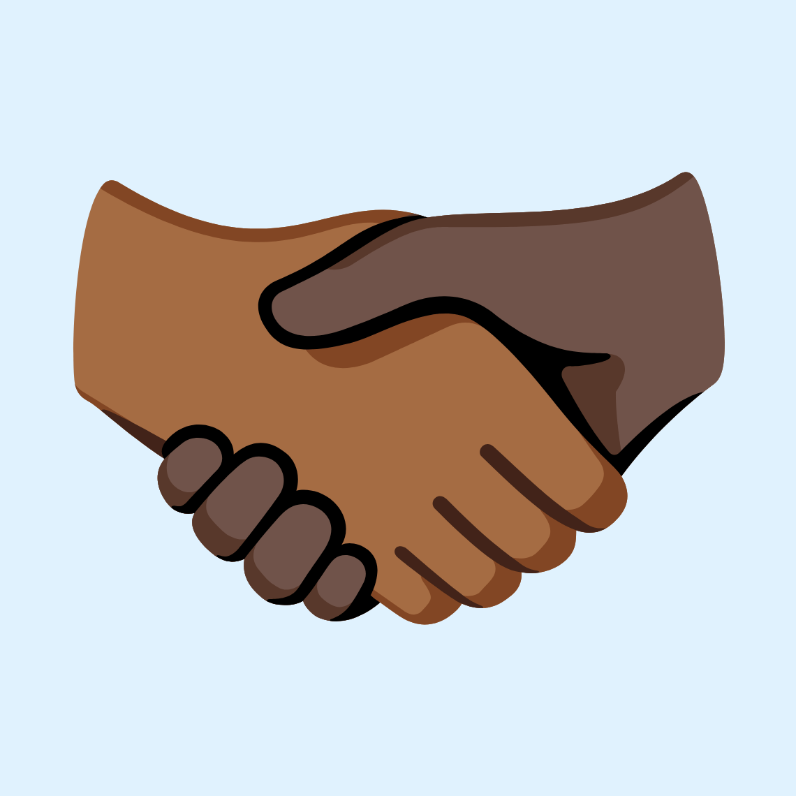 🫱🏾‍🫲🏿 Handshake: medium-dark skin tone, dark skin tone
