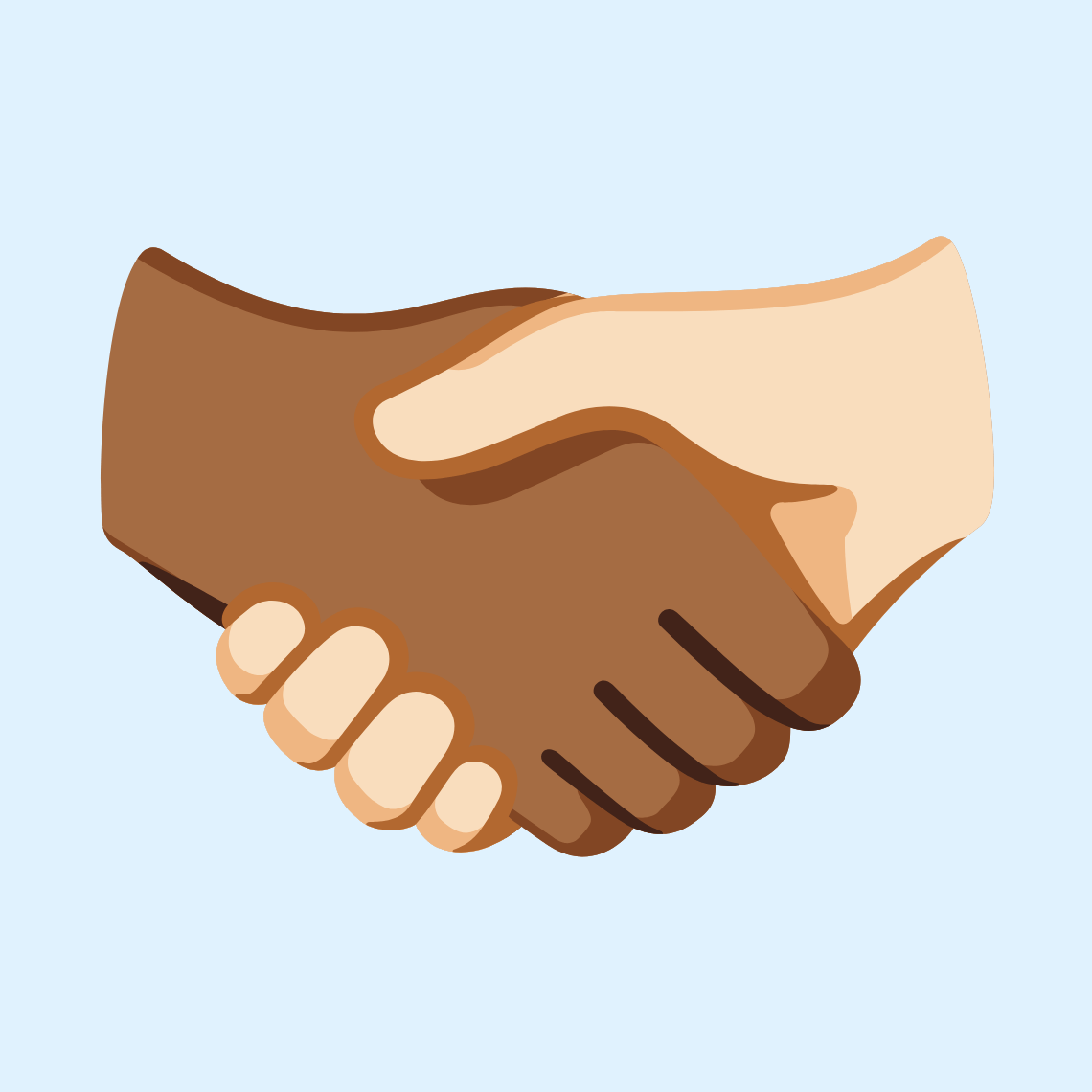 🫱🏾‍🫲🏻 Handshake: medium-dark skin tone, light skin tone