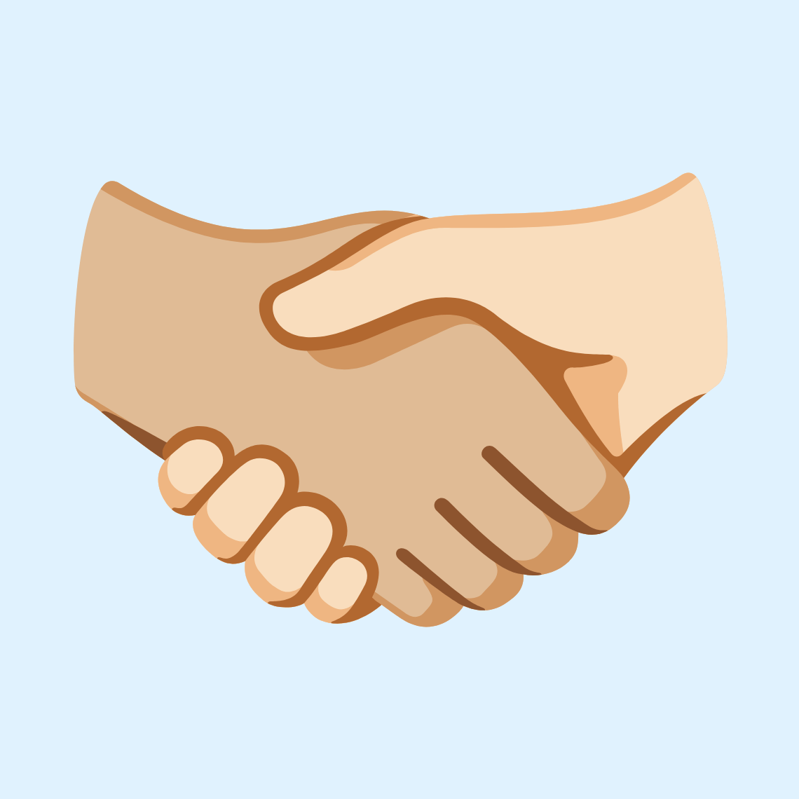 🫱🏼‍🫲🏻 Handshake: medium-light skin tone, light skin tone