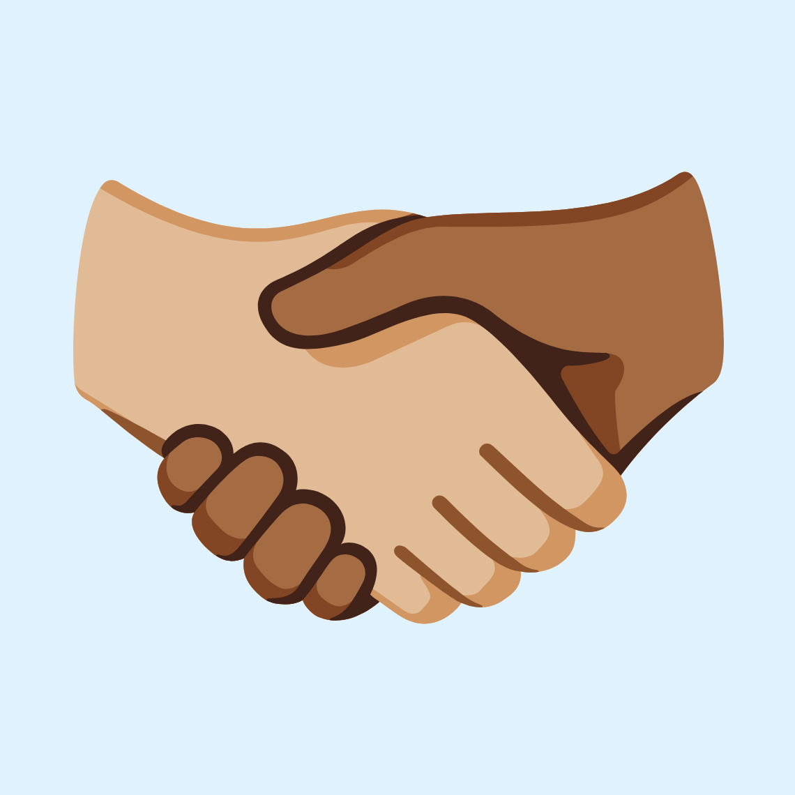 🫱🏼‍🫲🏾 Handshake: medium-light skin tone, medium-dark skin tone