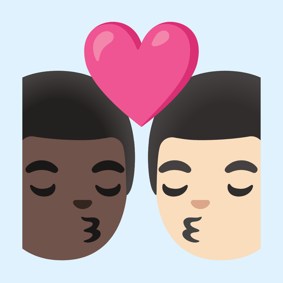 👨🏿❤️💋👨🏻 Poljubac: muškarac, muškarac, tamno smeđa boja kože i svijetla boja kože