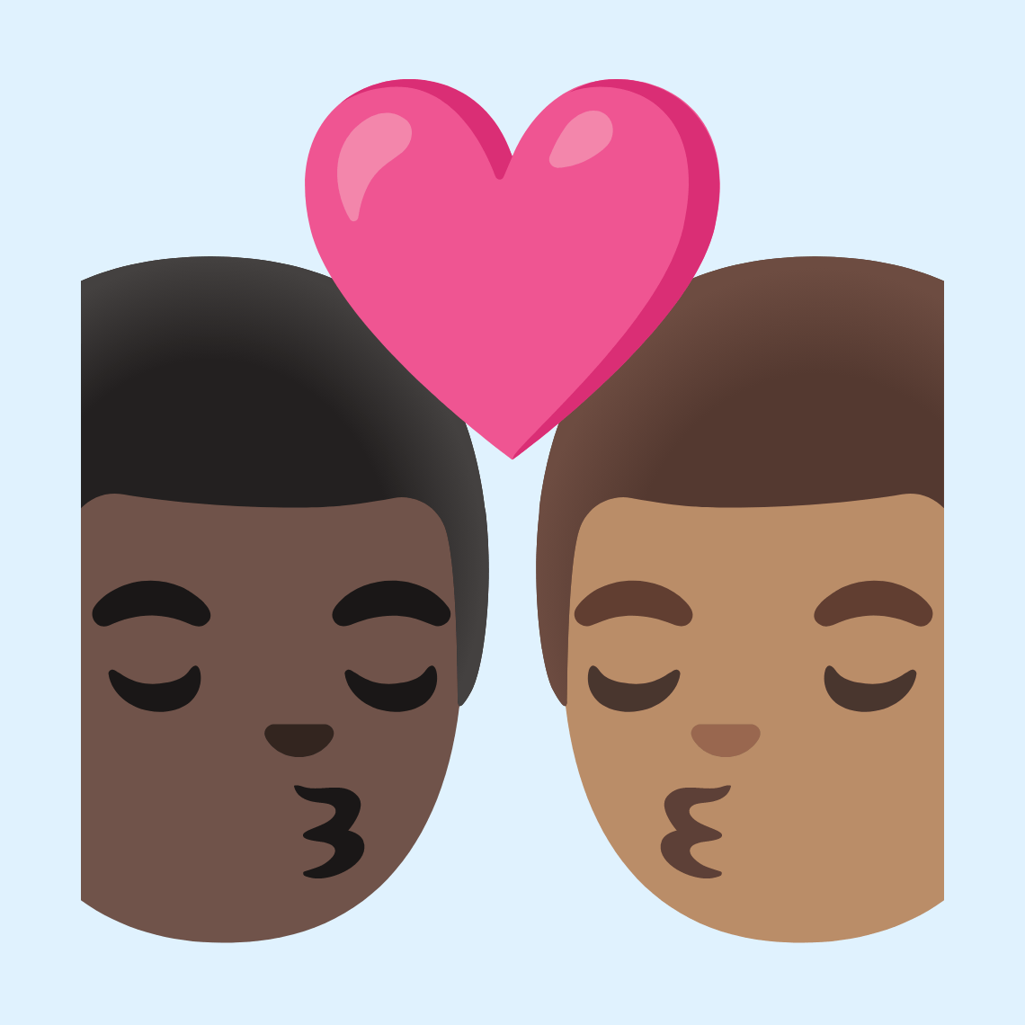 👨🏿❤️💋👨🏽 Poljubac: muškarac, muškarac, tamno smeđa boja kože i maslinasta boja kože