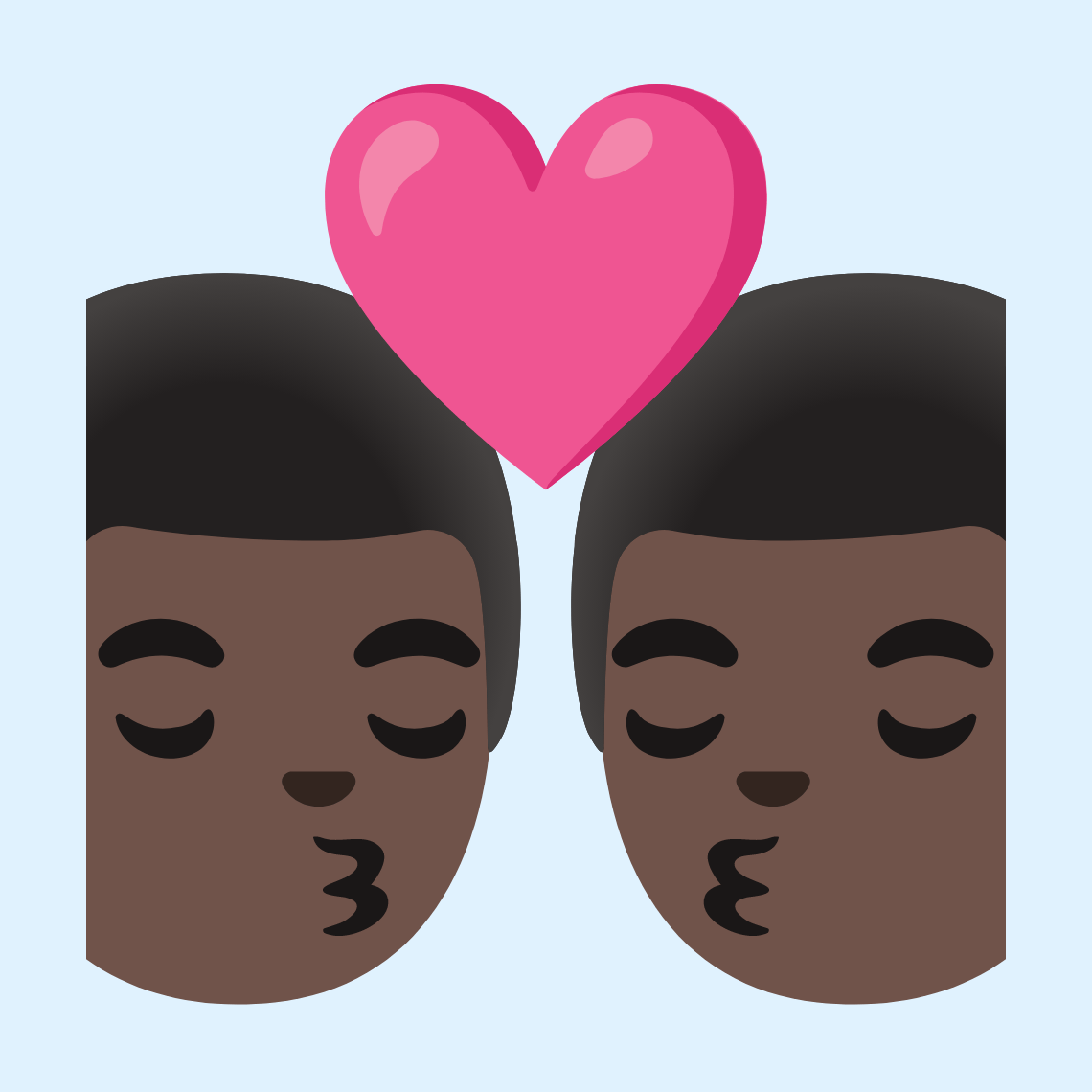 π¨πΏββ€οΈβπβπ¨πΏ Kiss: man, man, dark skin tone