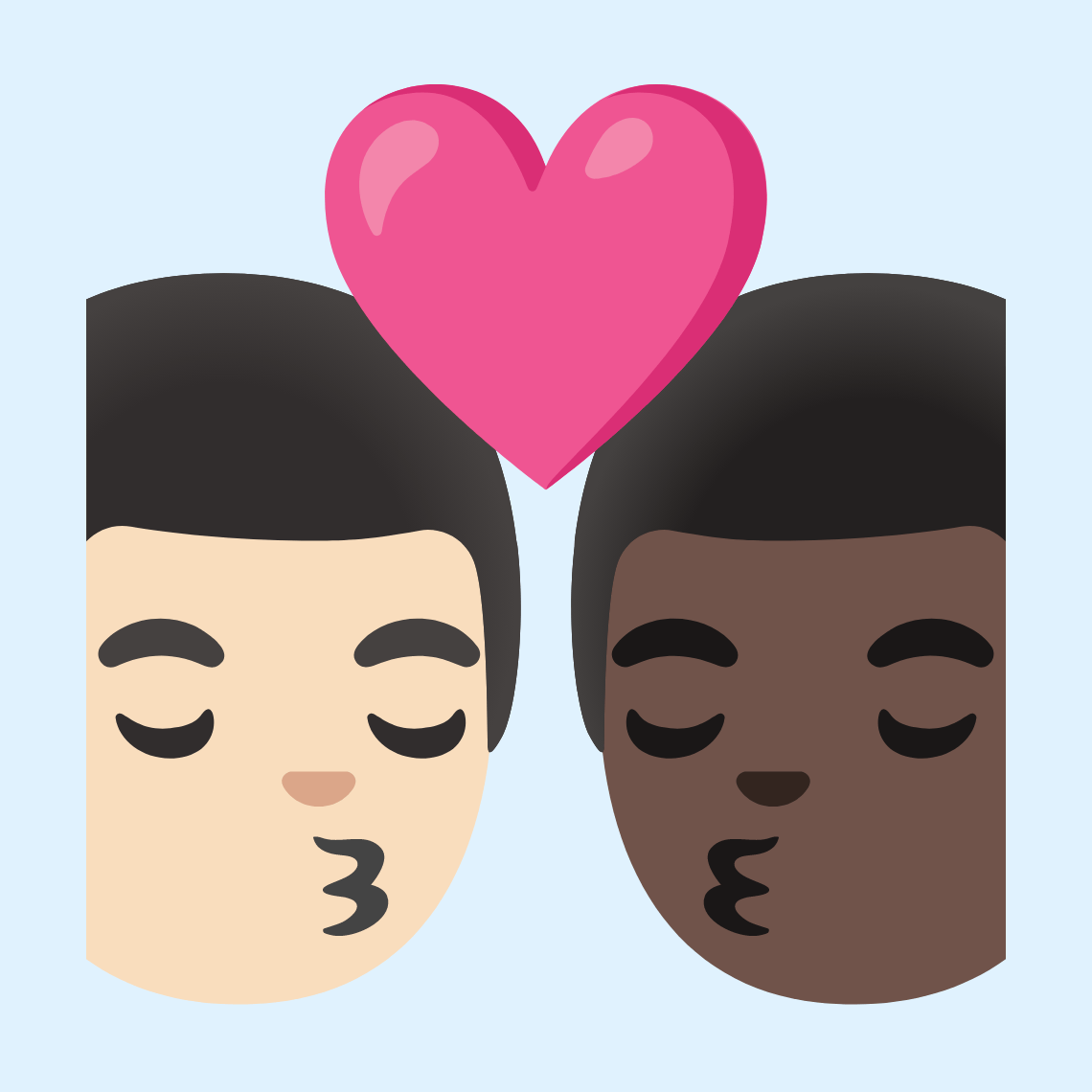 π¨π»ββ€οΈβπβπ¨πΏ Kiss: man, man, light skin tone, dark skin tone