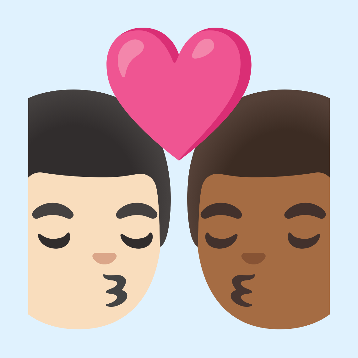 π¨π»ββ€οΈβπβπ¨πΎ Kiss: man, man, light skin tone, medium-dark skin tone