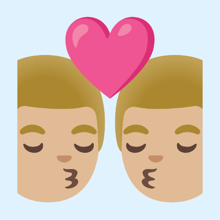 Emoji π¨πΌβ οΈβπβπ¨πΌ Kiss: man, man, medium-light skin tone: Meaning and ...