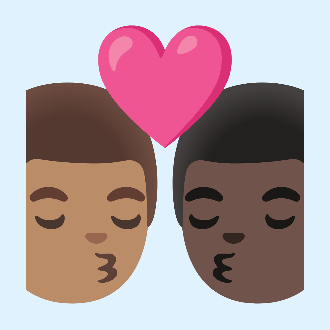 π¨π½ββ€οΈβπβπ¨πΏ Kiss: man, man, medium skin tone, dark skin tone