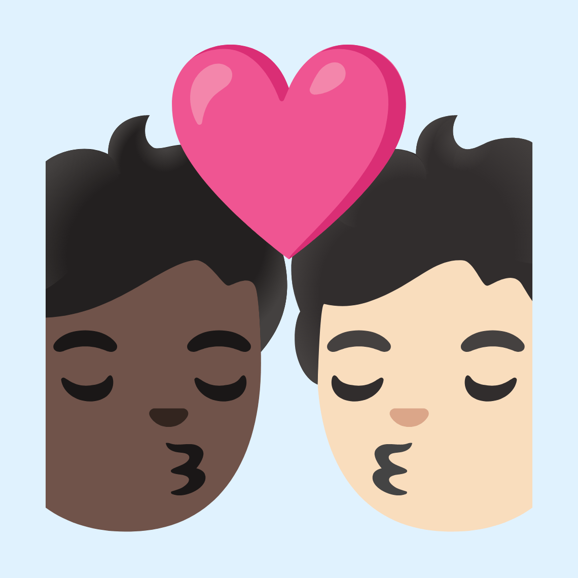 π§πΏββ€οΈβπβπ§π» Kiss: person, person, dark skin tone, light skin tone
