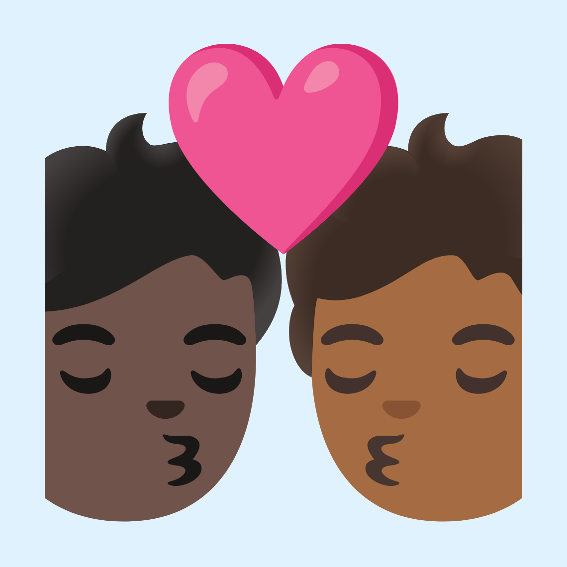 π§πΏββ€οΈβπβπ§πΎ Kiss: person, person, dark skin tone, medium-dark skin tone