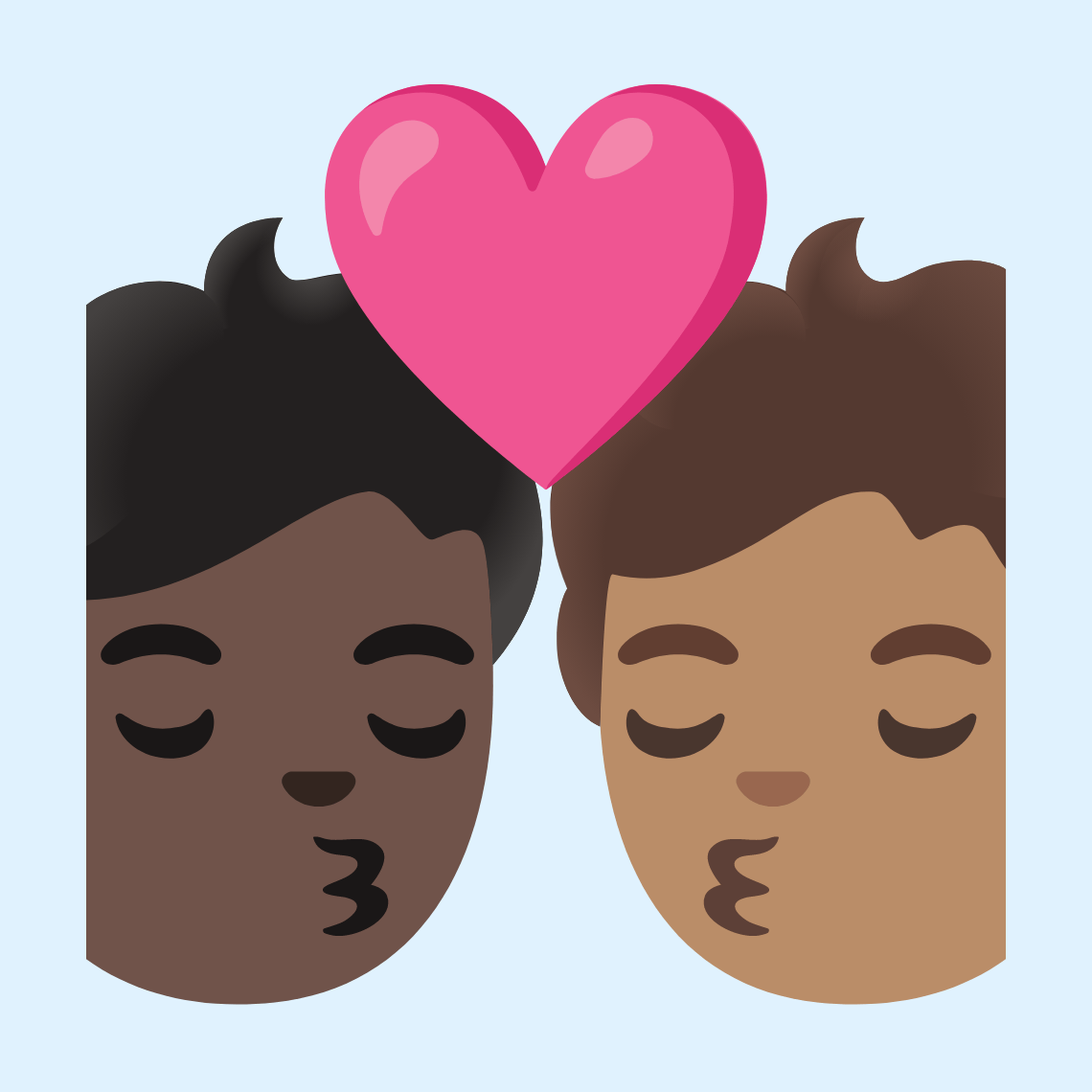 π§πΏββ€οΈβπβπ§π½ Kiss: person, person, dark skin tone, medium skin tone