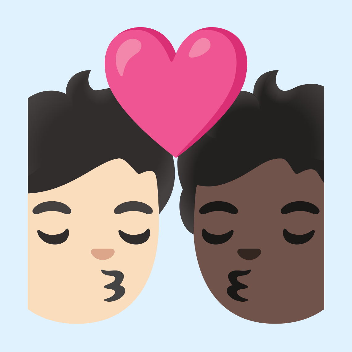 π§π»ββ€οΈβπβπ§πΏ Kiss: person, person, light skin tone, dark skin tone